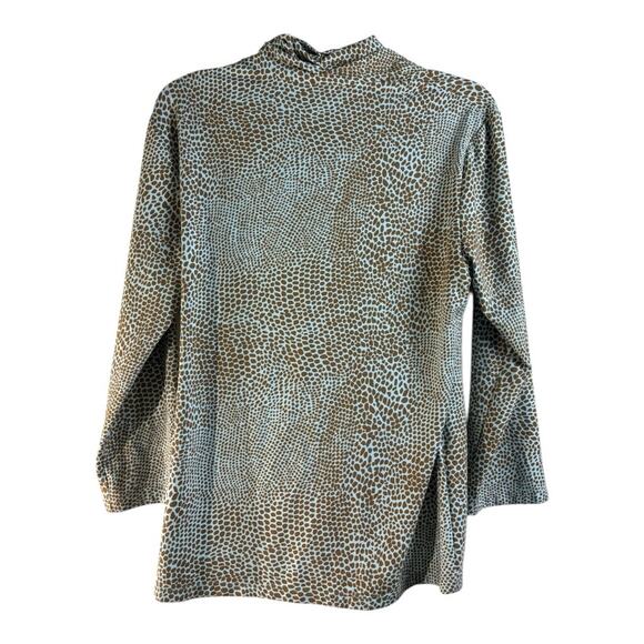 J. McLaughlin for Dillards Animal Print Sage Green Subtle Cheetah V neck 3/4 - Picture 2 of 4